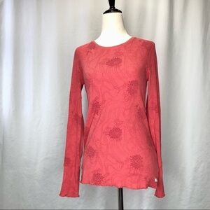 EMS eastern mountain sports waffle weave long sleeve shirt coral pink floral M
